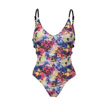 LOST INK  FLORAL SWIMSUIT WITH SIDE HOOPS