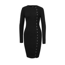LOST INK  BODYCON RIB DRESS WITH SNAP BUTTONS