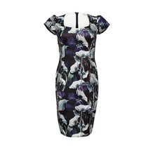 LOST INK PLUS  PENCIL DRESS IN TULIP PRINT