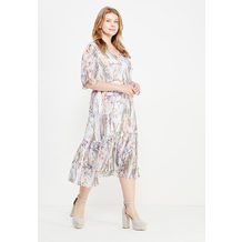 LOST INK PLUS  PLEATED HEM DRESS IN ZEN FLORAL PRINT