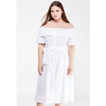 LOST INK PLUS  BARDOT DRESS IN SELF STRIPE