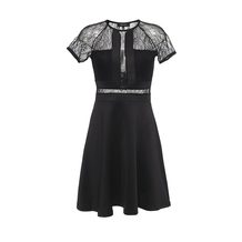 LOST INK  PENELOPE SHORT SLEEVE LACE & SCUBA DRESS